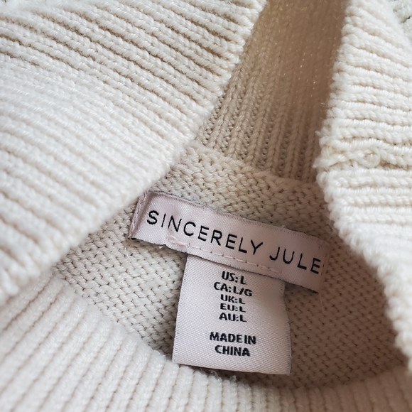 Sincerely Jules Cream and Black Striped Turtleneck Sweater - Picture 5 of 5